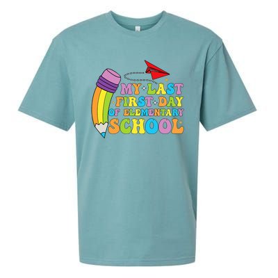 My Last First Day Of Elementary School Back To School Sueded Cloud Jersey T-Shirt