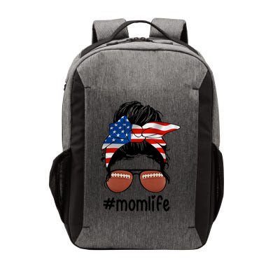 Mom Life Football Mom American Flag Messy Bun Gift Vector Backpack