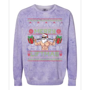 Merry Liftmas Fitness Xmas Santa Ugly Christmas Bodybuilder Cute Gift Colorblast Crewneck Sweatshirt