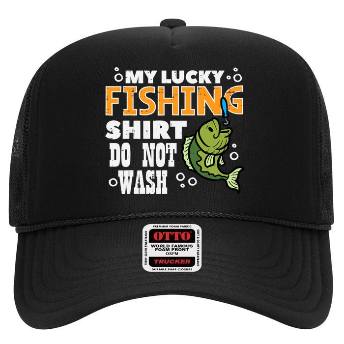 My Lucky Fishing Do Not Wash Funny Fish Angling High Crown Mesh Back Trucker Hat