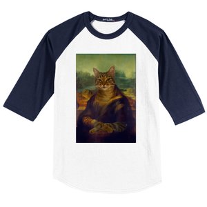 Meowing Lisa Funny Cat Cat Art Cat Lover Cat Owner Baseball Sleeve Shirt