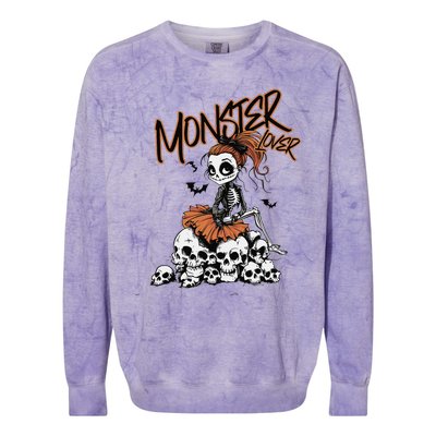 Monster Lover Fun Skeleton Ghoul Cute Vintage Halloween Colorblast Crewneck Sweatshirt