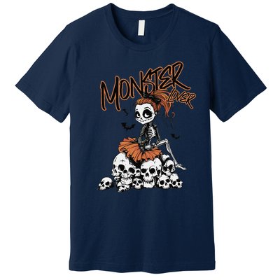 Monster Lover Fun Skeleton Ghoul Cute Vintage Halloween Premium T-Shirt