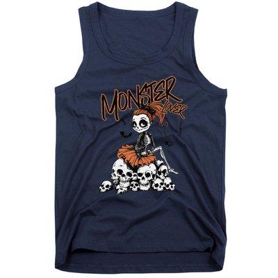 Monster Lover Fun Skeleton Ghoul Cute Vintage Halloween Tank Top