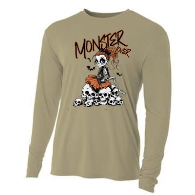 Monster Lover Fun Skeleton Ghoul Cute Vintage Halloween Cooling Performance Long Sleeve Crew