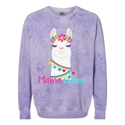 Mama Llama Funny Mother's Day Women Mom Birthday Colorblast Crewneck Sweatshirt