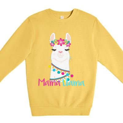 Mama Llama Funny Mother's Day Women Mom Birthday Premium Crewneck Sweatshirt