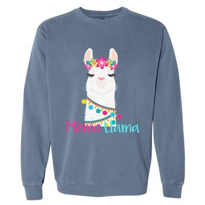 Mama Llama Funny Mother's Day Women Mom Birthday Garment-Dyed Sweatshirt