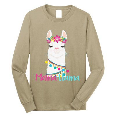 Mama Llama Funny Mother's Day Women Mom Birthday Long Sleeve Shirt