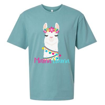 Mama Llama Funny Mother's Day Women Mom Birthday Sueded Cloud Jersey T-Shirt