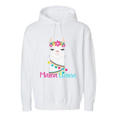 Mama Llama Funny Mother's Day Women Mom Birthday Garment-Dyed Fleece Hoodie