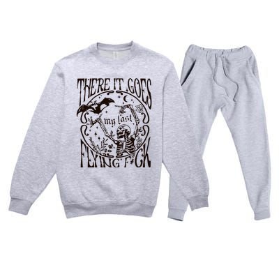 My Last Flying Fuck Bat Funny Skeleton Vintage Fall Vibes Adult Humor Premium Crewneck Sweatsuit Set