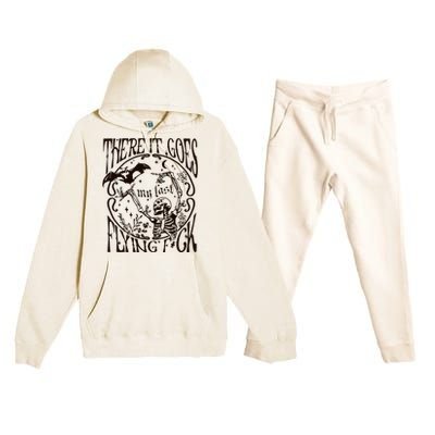 My Last Flying Fuck Bat Funny Skeleton Vintage Fall Vibes Adult Humor Premium Hooded Sweatsuit Set