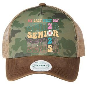 My Last First Day Senior 2025 Back To School Class Groovy Legacy Tie Dye Trucker Hat