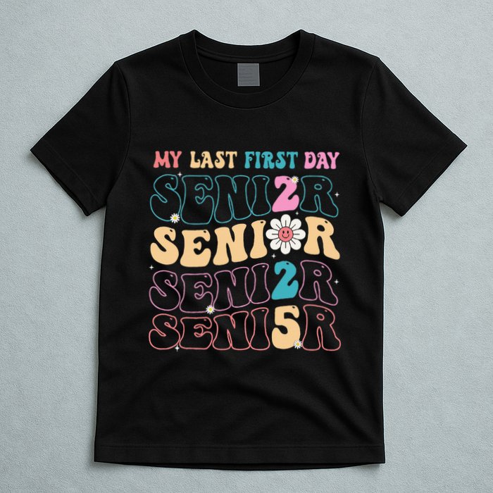 My Last First Day Senior 2025 Back To School Class Groovy T-Shirt