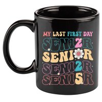 My Last First Day Senior 2025 Back To School Class Groovy 11oz C Handle Ceramic Mug
