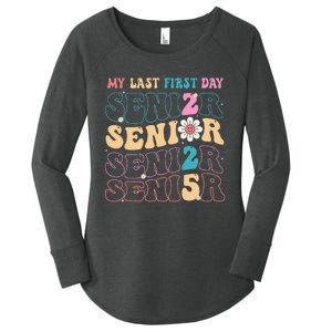 My Last First Day Senior 2025 Back To School Class Groovy Women's Perfect Tri Tunic Long Sleeve Shirt