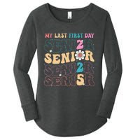 My Last First Day Senior 2025 Back To School Class Groovy Women's Perfect Tri Tunic Long Sleeve Shirt