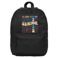 My Last First Day Senior 2025 Back To School Class Groovy 16 in Basic Backpack