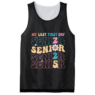 My Last First Day Senior 2025 Back To School Class Groovy Mesh Reversible Basketball Jersey Tank