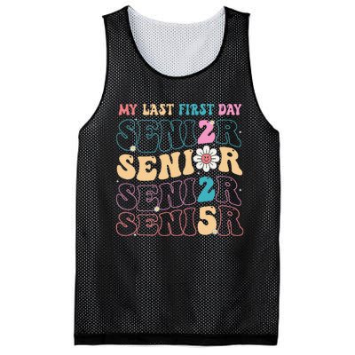 My Last First Day Senior 2025 Back To School Class Groovy Mesh Reversible Basketball Jersey Tank