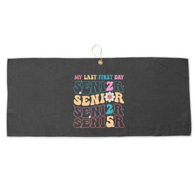 My Last First Day Senior 2025 Back To School Class Groovy Large Microfiber Waffle Golf Towel