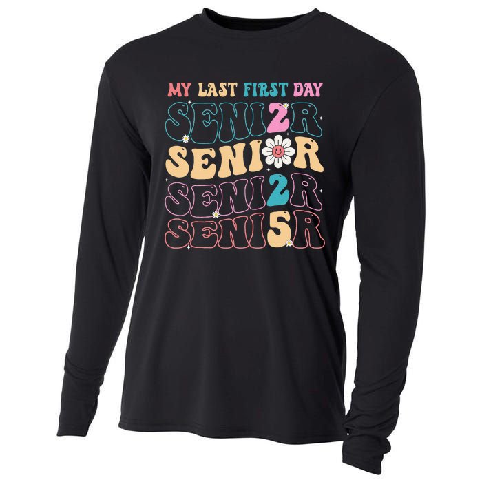 My Last First Day Senior 2025 Back To School Class Groovy Cooling Performance Long Sleeve Crew