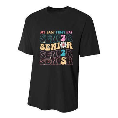 My Last First Day Senior 2025 Back To School Class Groovy Youth Performance Sprint T-Shirt
