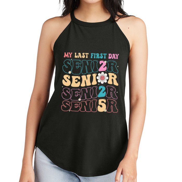 My Last First Day Senior 2025 Back To School Class Groovy Women's Perfect Tri Rocker Tank