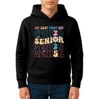 My Last First Day Senior 2025 Back To School Class Groovy Kids Hoodie