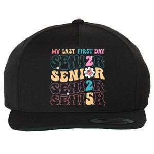 My Last First Day Senior 2025 Back To School Class Groovy Wool Snapback Cap