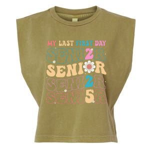 My Last First Day Senior 2025 Back To School Class Groovy Garment-Dyed Women's Muscle Tee