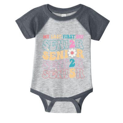 My Last First Day Senior 2025 Back To School Class Groovy Infant Baby Jersey Bodysuit