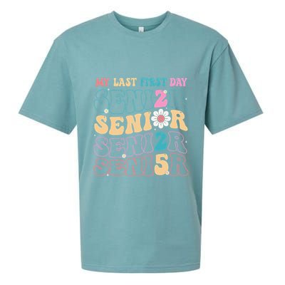My Last First Day Senior 2025 Back To School Class Groovy Sueded Cloud Jersey T-Shirt