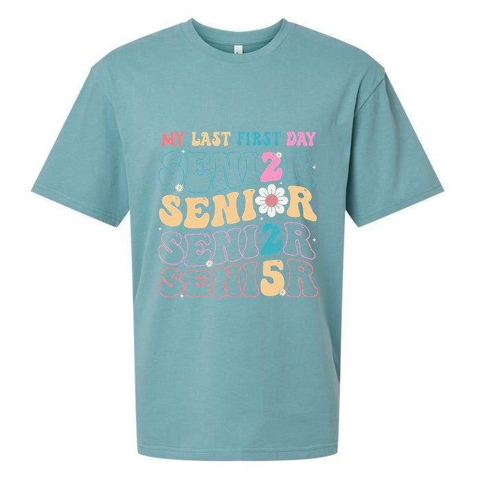 My Last First Day Senior 2025 Back To School Class Groovy Sueded Cloud Jersey T-Shirt