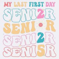 My Last First Day Senior 2025 Back To School Class Groovy Garment-Dyed Sweatshirt