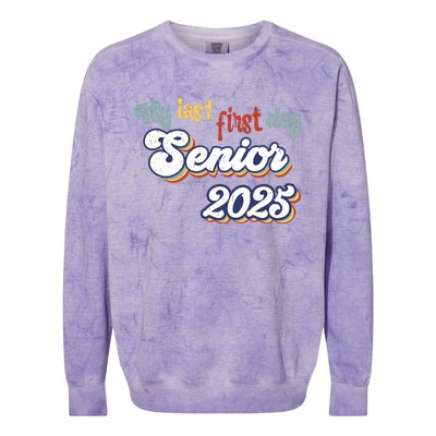 My Last First Day Senior 2025 Back To School Vintage Cool Colorblast Crewneck Sweatshirt