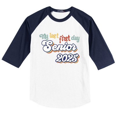 My Last First Day Senior 2025 Back To School Vintage Cool Baseball Sleeve Shirt