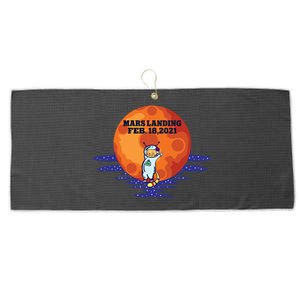 Mars Landing Feb 18 2021 Funny Cat Astronaut Graphic Space Funny Gift Large Microfiber Waffle Golf Towel