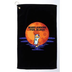 Mars Landing Feb 18 2021 Funny Cat Astronaut Graphic Space Funny Gift Platinum Collection Golf Towel