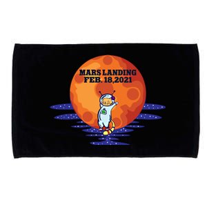 Mars Landing Feb 18 2021 Funny Cat Astronaut Graphic Space Funny Gift Microfiber Hand Towel