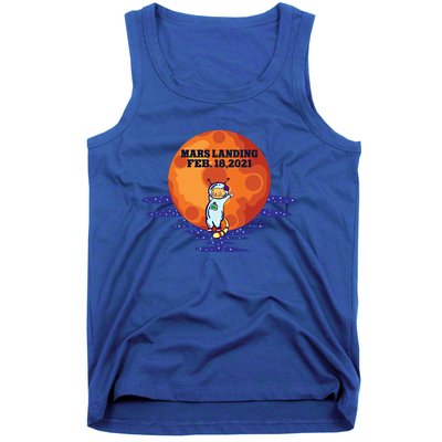 Mars Landing Feb 18 2021 Funny Cat Astronaut Graphic Space Funny Gift Tank Top