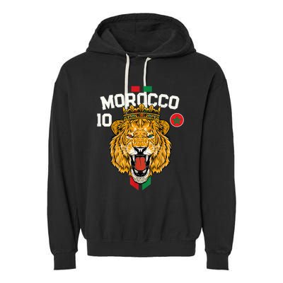 Morocco Lion Flag Sport Soccer Jersey Tee Football Proud Garment-Dyed Fleece Hoodie