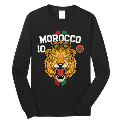 Morocco Lion Flag Sport Soccer Jersey Tee Football Proud Long Sleeve Shirt