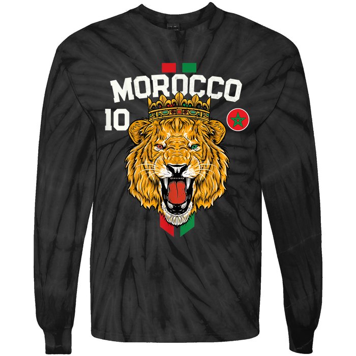 Morocco Lion Flag Sport Soccer Jersey Tee Football Proud Tie-Dye Long Sleeve Shirt