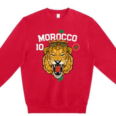 Morocco Lion Flag Sport Soccer Jersey Tee Football Proud Premium Crewneck Sweatshirt