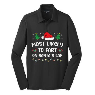 Most Likely Fart Santa Lap Lights Decor Christmas Tree Party Silk Touch Performance Long Sleeve Polo