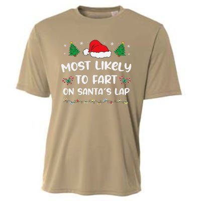 Most Likely Fart Santa Lap Lights Decor Christmas Tree Party Cooling Performance Crew T-Shirt