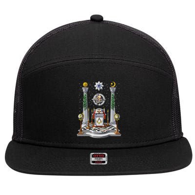Masonic Lodge Freemason Masonic Compass Freemasonry 7 Panel Mesh Trucker Snapback Hat