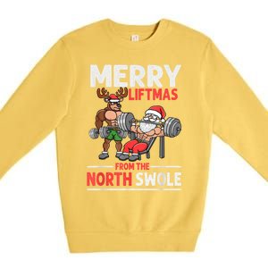 Merry Liftmas From The North Poie Muscle Santa Weightlifting Premium Crewneck Sweatshirt